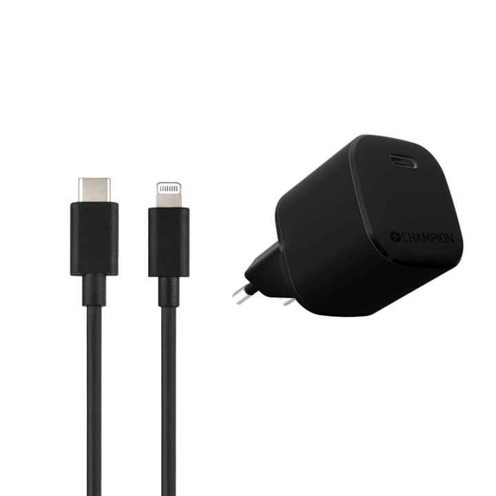Champion Lader 20W + USB-C til Lightning-kabel Svart i gruppen Datautstyr / Kabler og adaptere / USB / USB-C hos TP E-commerce Nordic AB (A08378)