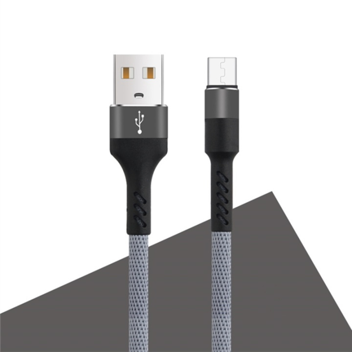 MXUC-01 microUSB-kabel (2A) for hurtiglading, grå i gruppen SMARTTELEFON & NETTBRETT / Ladere og Kabler / Kabler / Kabler microUSB hos TP E-commerce Nordic AB (A08727)