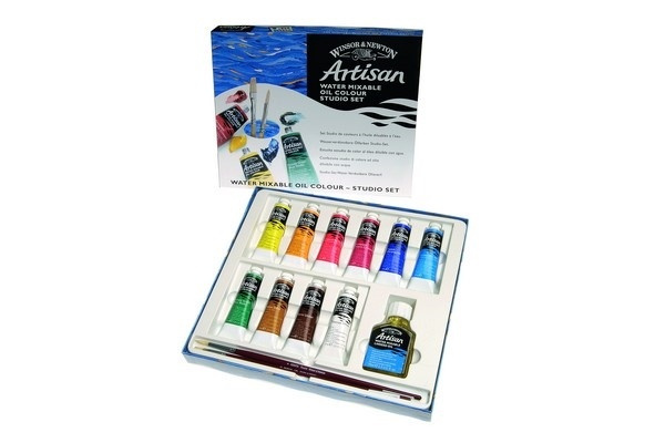 Artisan Water Mixable Oil Studio set 10x37 ml olja, penslar i gruppen SPORT, FRITID & HOBBY / Hobby / Male & Tegne / Kunstnerfarger / Oljefarger hos TP E-commerce Nordic AB (A08958)