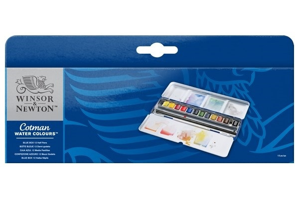 Cotman Water Col 12x½-pan studio Bluebox metall i gruppen SPORT, FRITID & HOBBY / Hobby / Male & Tegne / Kunstnerfarger / Akvarellfarger hos TP E-commerce Nordic AB (A09087)