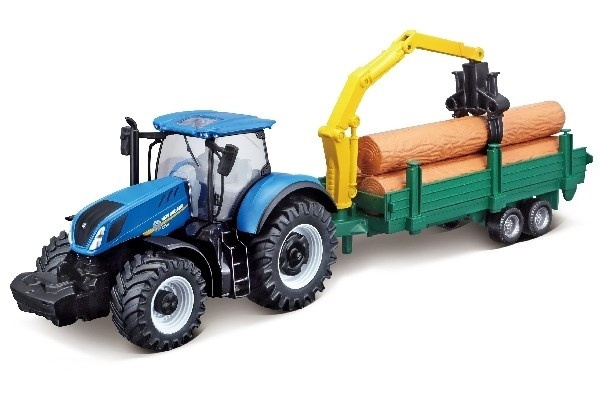 Tractor w/tree frowarder N.H. T7.615 10cm blue i gruppen LEKER, BARN OG BABY / Leker / Lekebiler hos TP E-commerce Nordic AB (A09243)