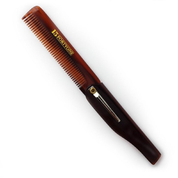 1541 London Sammenleggbar kam i lommestørrelse med klips i gruppen HELSE OG SKJØNNHET / Hår & styling / Barbering og trimming / Skjeggkammer og barberkoster hos TP E-commerce Nordic AB (A10185)
