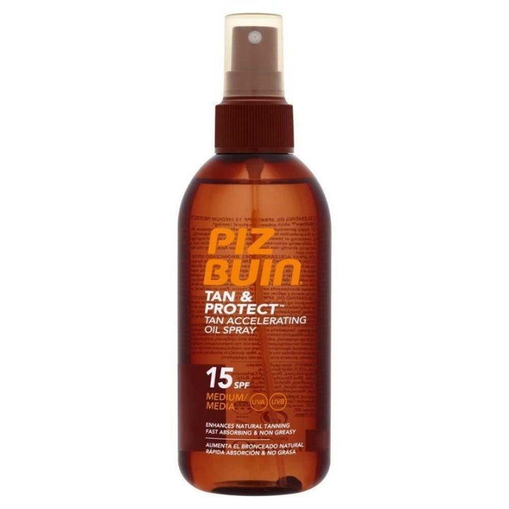 Piz Buin Tan & Protect Tan Accelerating Oil Spray SPF15 150ml i gruppen HELSE OG SKJØNNHET / Hudpleie / Soling / Solkrem hos TP E-commerce Nordic AB (A12744)