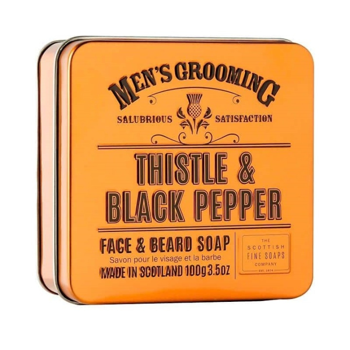 Scottish Fine Soaps Thistle & Black Pepper Face & Beard Soap i boks 100 g i gruppen HELSE OG SKJØNNHET / Gavesett / Gavesett for ham hos TP E-commerce Nordic AB (A13070)