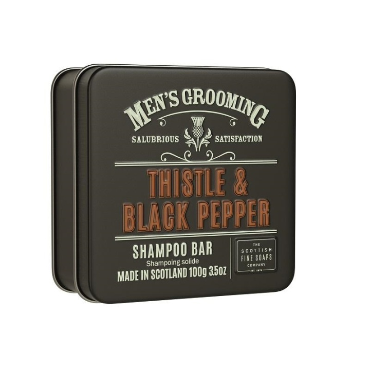 Scottish Fine Soaps Thistle & Black Pepper Shampoo Bar in a Tin 100g i gruppen HELSE OG SKJØNNHET / Gavesett / Gavesett for ham hos TP E-commerce Nordic AB (A13074)