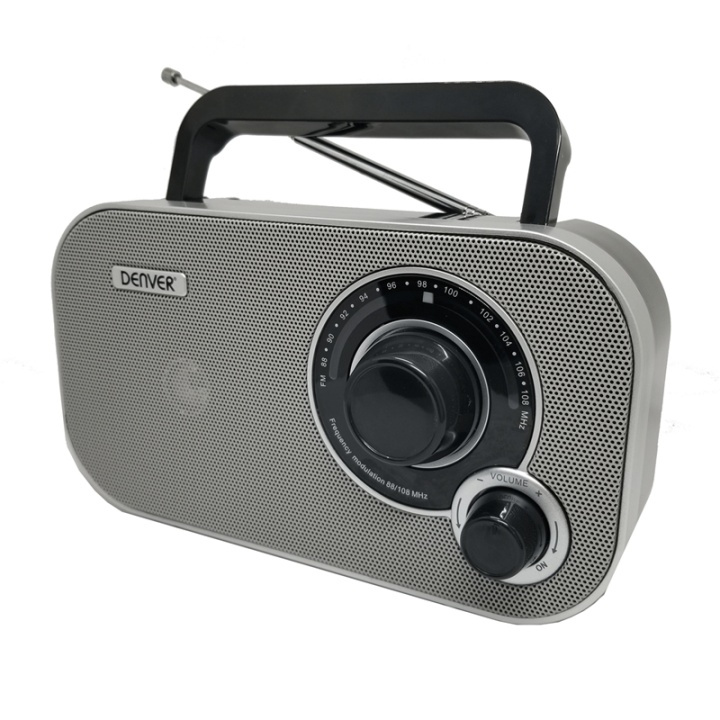 Denver Analog FM-radio Grå og svart i gruppen Elektronikk / Lyd & Bilde / Hjemmekino, HiFi og bærbar / Radio & Vekkerklokker / Radio hos TP E-commerce Nordic AB (A13708)