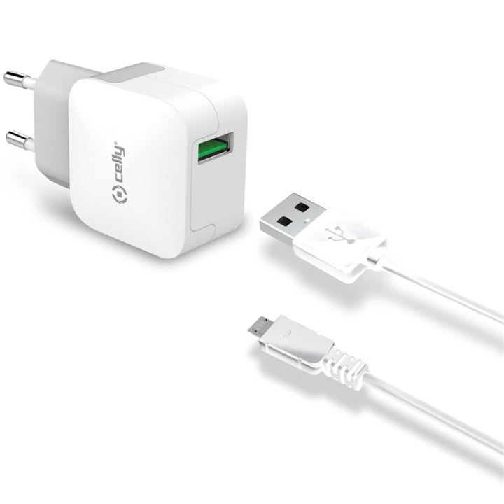 Celly USB-lader MicroUSB 2,4A i gruppen SMARTTELEFON & NETTBRETT / Ladere og Kabler / Vegglader / Vegglader USB hos TP E-commerce Nordic AB (A13765)