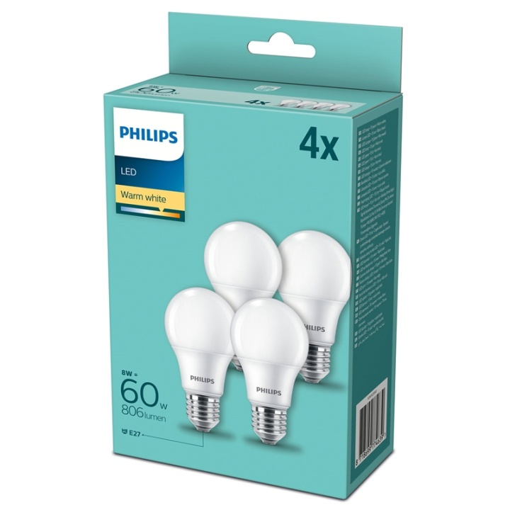 Philips 4-pack LED E27 Normal Frost 60 i gruppen Elektronikk / Lys / LED-lys hos TP E-commerce Nordic AB (A13811)
