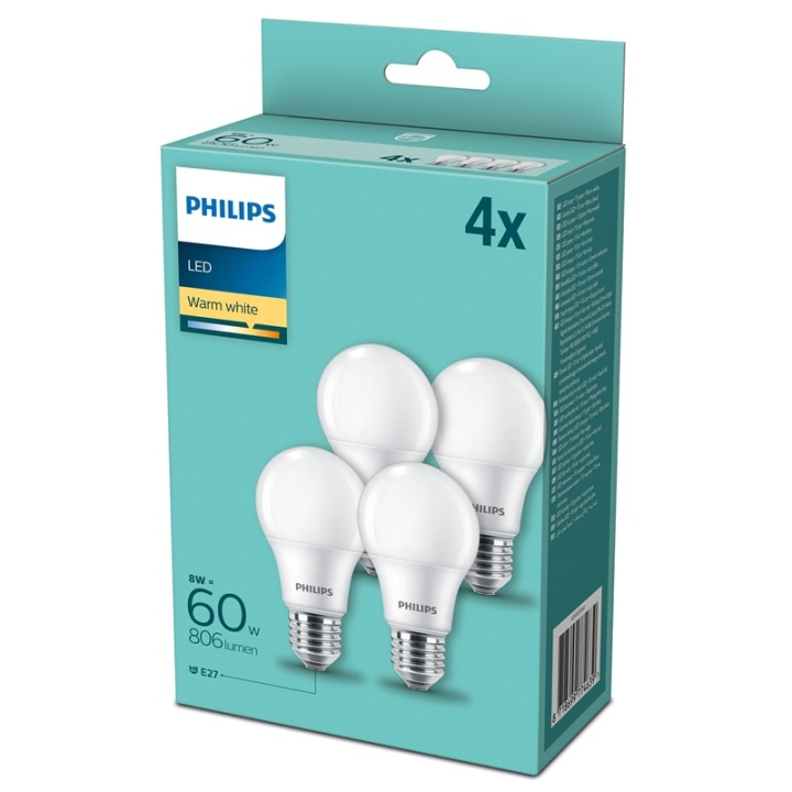 Philips 4-pakning LED E27 Normal Frost 60W 806lm i gruppen Elektronikk / Lys / LED-lys hos TP E-commerce Nordic AB (A13811)