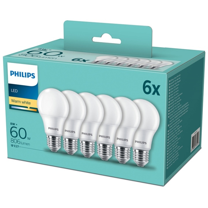 Philips 6-pakning LED E27 Normal Frost 60W 806lm i gruppen Elektronikk / Lys / LED-lys hos TP E-commerce Nordic AB (A13813)