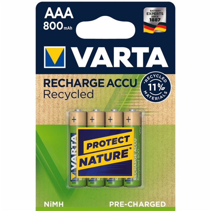 Varta Recycle Rechargeable Battery AAA 800 mAh 4-pack i gruppen Elektronikk / Batterier & Ladere / Oppladbare batterier / AAA hos TP E-commerce Nordic AB (A13911)