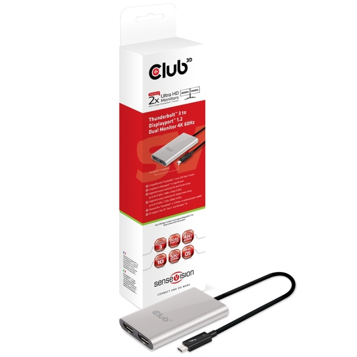 CLUB3D ThunderboltT 3 to DisplayportT 1.2 Dual Monitor 4K 60Hz i gruppen Datautstyr / Kabler og adaptere / DisplayPort / Adaptere hos TP E-commerce Nordic AB (A13947)