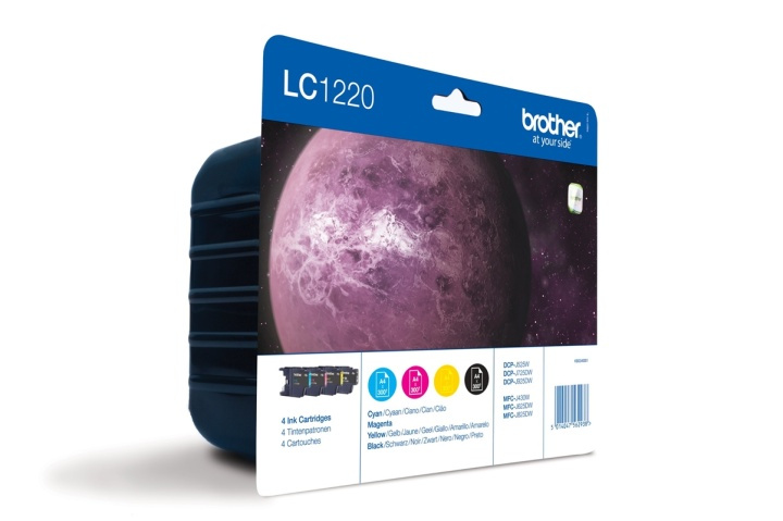 Brother LC-1220VALBPDR bläckpatroner 4 styck Original Svart, Cyan, Magenta, Gul i gruppen Datautstyr / Skrivere og tilbehør / Blekk og toner / Blekkpatroner / Brother hos TP E-commerce Nordic AB (A13967)