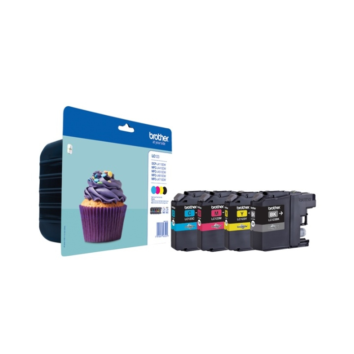 Brother LC-123VALBPDR blekkpatroner 4 stk Original blekkpatroner i svart, cyan, magenta, gul i gruppen Datautstyr / Skrivere og tilbehør / Blekk og toner / Blekkpatroner / Brother hos TP E-commerce Nordic AB (A13968)