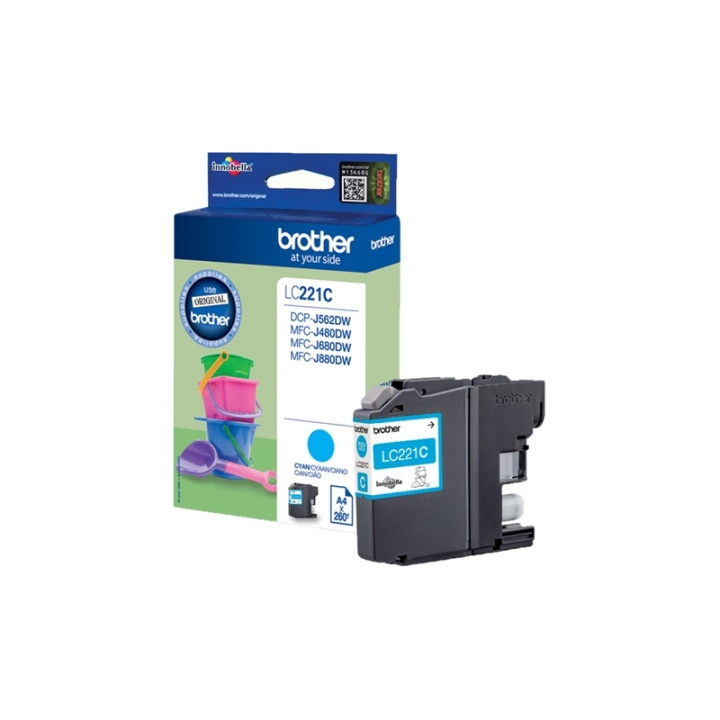 Brother LC-221C blekkpatroner 1 stk Original Cyan i gruppen Datautstyr / Skrivere og tilbehør / Blekk og toner / Blekkpatroner / Brother hos TP E-commerce Nordic AB (A13989)