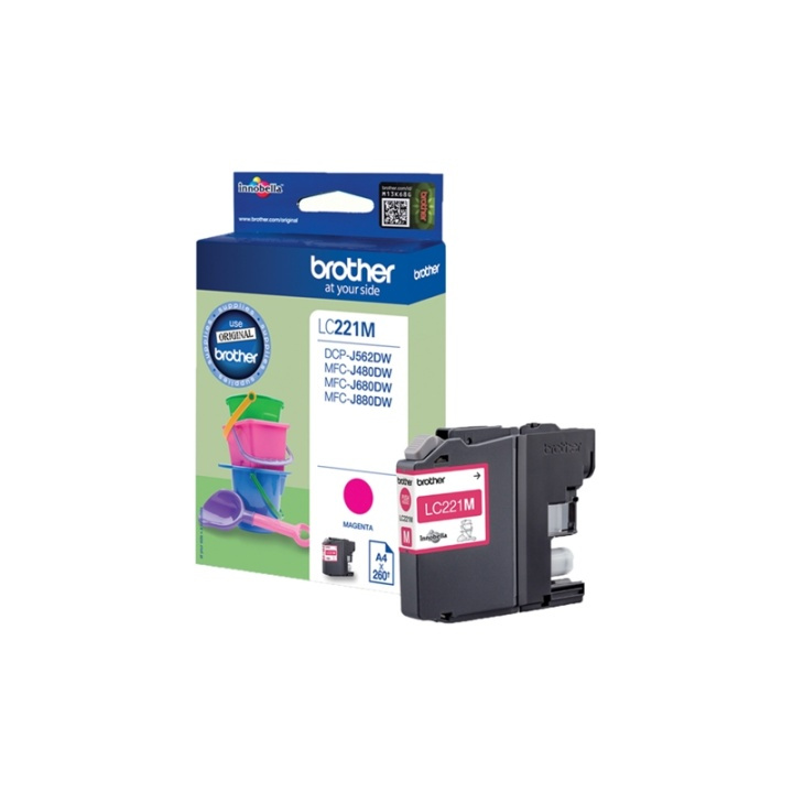 Brother LC-221M blekkpatroner 1 stk Original Magenta i gruppen Datautstyr / Skrivere og tilbehør / Blekk og toner / Blekkpatroner / Brother hos TP E-commerce Nordic AB (A13990)