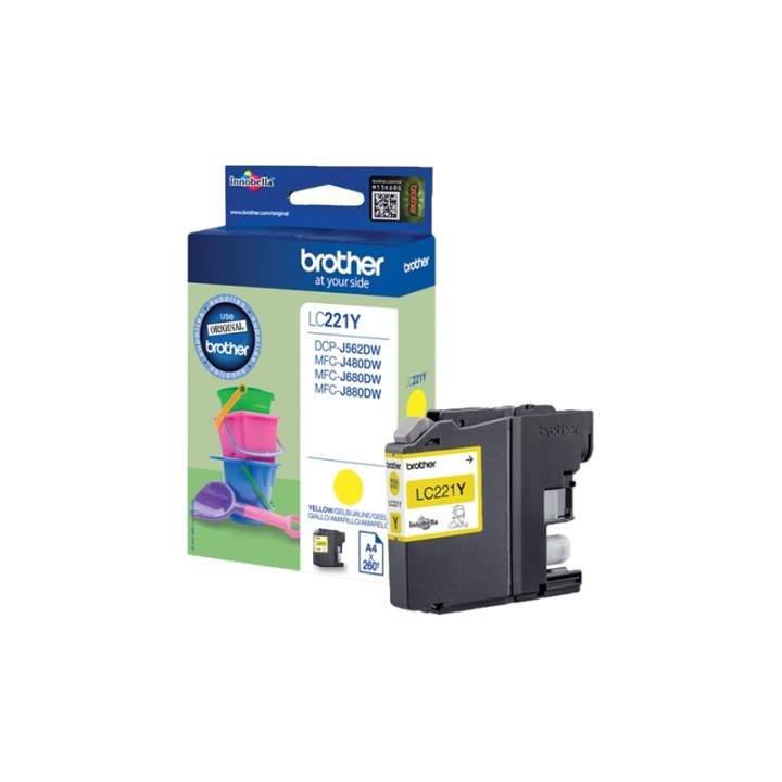 Brother LC-221Y blekkpatroner 1 stk Original gul i gruppen Datautstyr / Skrivere og tilbehør / Blekk og toner / Blekkpatroner / Brother hos TP E-commerce Nordic AB (A13991)