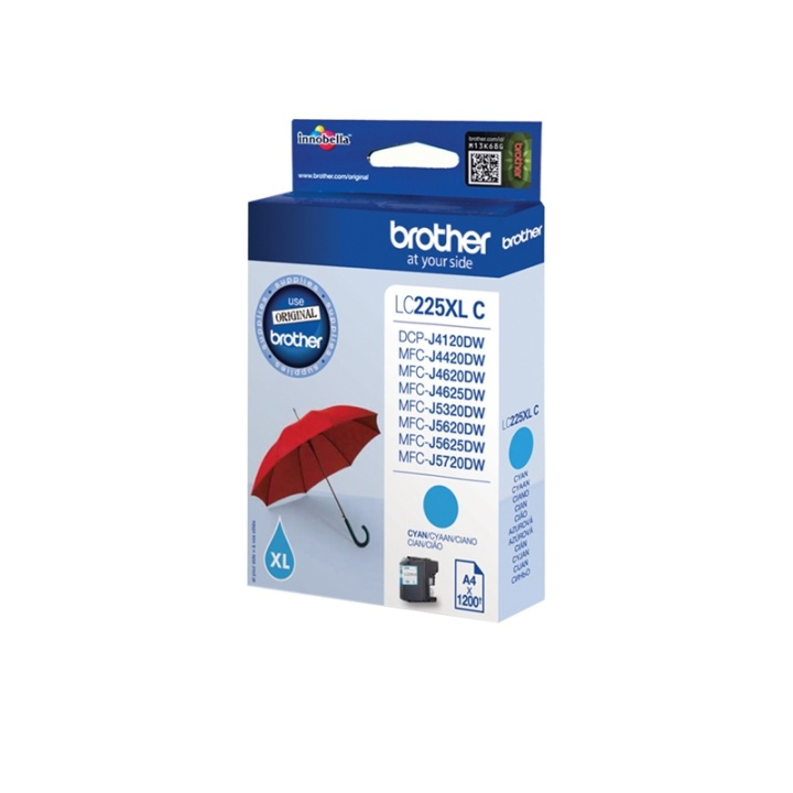 Brother LC-225XLC blekkpatroner 1 stk Original Cyan i gruppen Datautstyr / Skrivere og tilbehør / Blekk og toner / Blekkpatroner / Brother hos TP E-commerce Nordic AB (A13997)