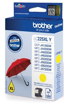 Brother LC-225XLY bläckpatroner 1 styck Original Gul i gruppen Datautstyr / Skrivere og tilbehør / Blekk og toner / Blekkpatroner / Brother hos TP E-commerce Nordic AB (A13999)