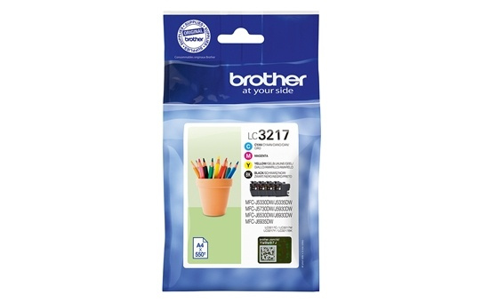 Brother LC-3217 bläckpatroner Original Svart, Cyan, Magenta, Gul i gruppen Datautstyr / Skrivere og tilbehør / Blekk og toner / Blekkpatroner / Brother hos TP E-commerce Nordic AB (A14016)