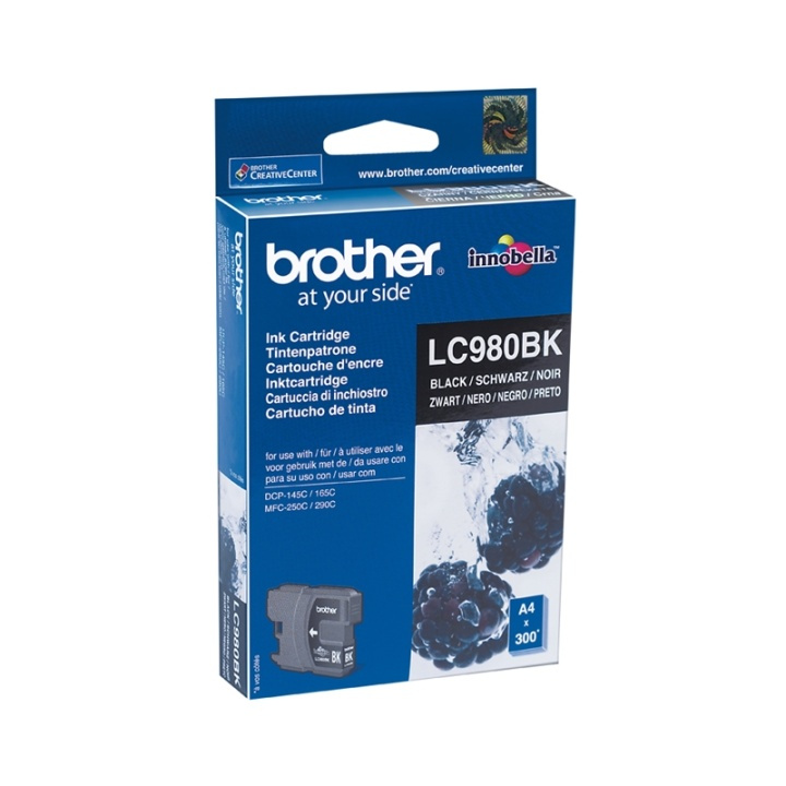 Brother LC-980BK bläckpatroner 1 styck Original Svart i gruppen Datautstyr / Skrivere og tilbehør / Blekk og toner / Blekkpatroner / Brother hos TP E-commerce Nordic AB (A14039)