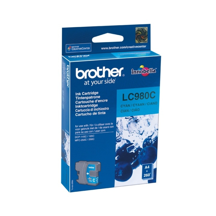 Brother LC-980C bläckpatroner 1 styck Original Cyan i gruppen Datautstyr / Skrivere og tilbehør / Blekk og toner / Blekkpatroner / Brother hos TP E-commerce Nordic AB (A14040)