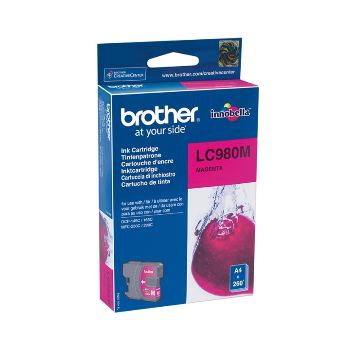 Brother LC-980M blekkpatroner 1 stk Original Magenta i gruppen Datautstyr / Skrivere og tilbehør / Blekk og toner / Blekkpatroner / Brother hos TP E-commerce Nordic AB (A14041)