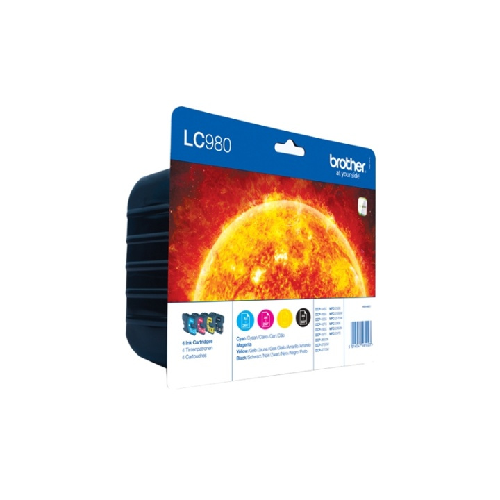 Brother LC-980VALBPDR blekkpatroner 4 stk Original blekkpatroner i svart, cyan, magenta, gul i gruppen Datautstyr / Skrivere og tilbehør / Blekk og toner / Blekkpatroner / Brother hos TP E-commerce Nordic AB (A14042)