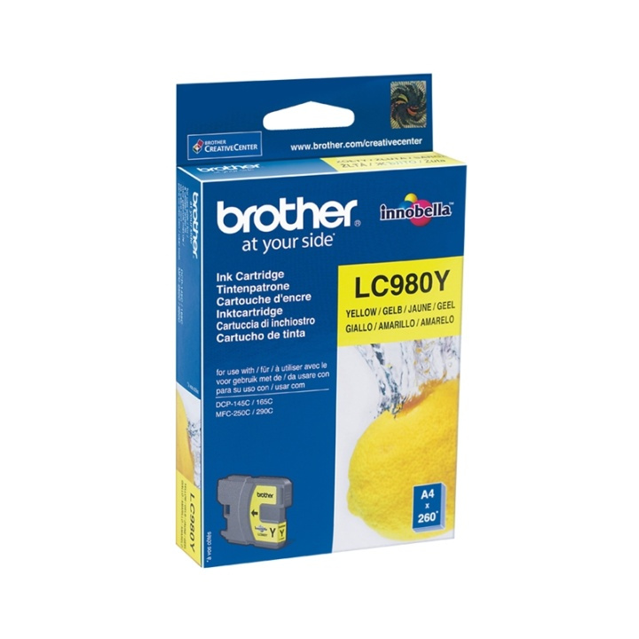 Brother LC-980Y bläckpatroner 1 styck Original Gul i gruppen Datautstyr / Skrivere og tilbehør / Blekk og toner / Blekkpatroner / Brother hos TP E-commerce Nordic AB (A14043)