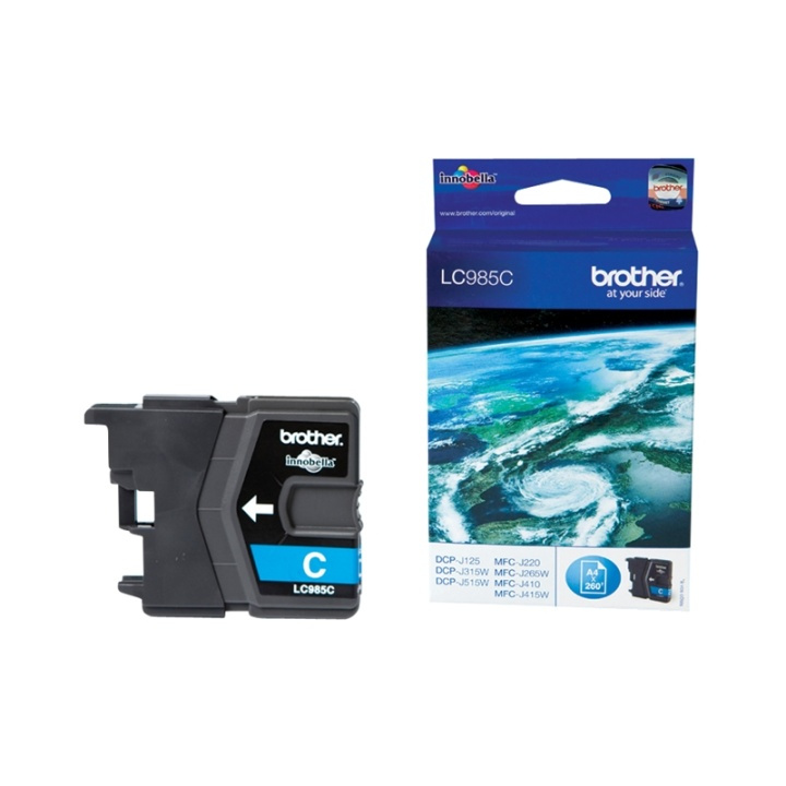 Brother LC985C blekkpatroner 1 stk Original Cyan i gruppen Datautstyr / Skrivere og tilbehør / Blekk og toner / Blekkpatroner / Brother hos TP E-commerce Nordic AB (A14045)