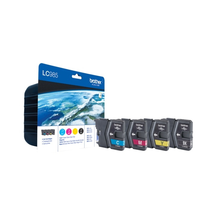 Brother LC-985VALBPDR blekkpatroner 4 stk originale blekkpatroner i svart, cyan, magenta, gul i gruppen Datautstyr / Skrivere og tilbehør / Blekk og toner / Blekkpatroner / Brother hos TP E-commerce Nordic AB (A14047)