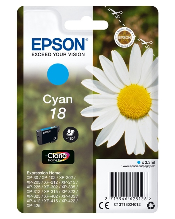 Epson Daisy Enpack cyan 18 Claria Home-bläck i gruppen Datautstyr / Skrivere og tilbehør / Blekk og toner / Blekkpatroner / Epson hos TP E-commerce Nordic AB (A14062)