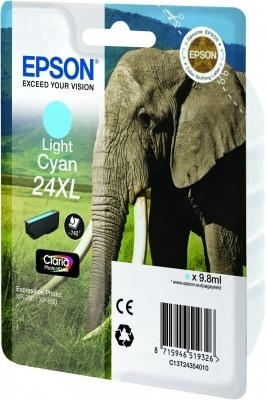 Epson Elephant Singlepack Light Cyan 24XL Claria Photo HD-blekk i gruppen Datautstyr / Skrivere og tilbehør / Blekk og toner / Blekkpatroner / Epson hos TP E-commerce Nordic AB (A14071)