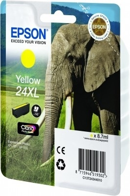 Epson Elephant Singlepack Yellow 24XL Claria Photo HD-blekk i gruppen Datautstyr / Skrivere og tilbehør / Blekk og toner / Blekkpatroner / Epson hos TP E-commerce Nordic AB (A14072)