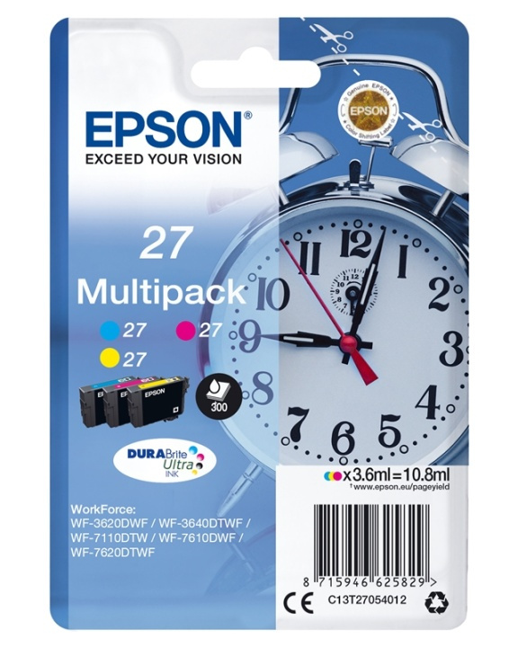 Epson Alarm clock Multipack 3-colour 27 DURABrite Ultra Ink i gruppen Datautstyr / Skrivere og tilbehør / Blekk og toner / Blekkpatroner / Epson hos TP E-commerce Nordic AB (A14080)