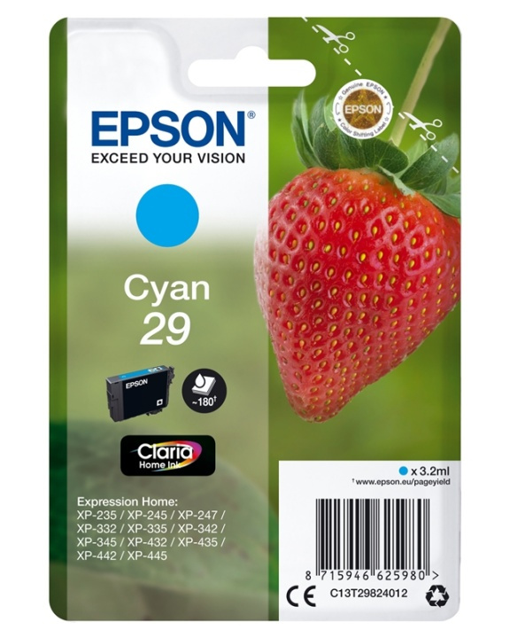 Epson Blekk C13T29824012 29 Cyan Strawberry i gruppen Datautstyr / Skrivere og tilbehør / Blekk og toner / Blekkpatroner / Epson hos TP E-commerce Nordic AB (A14083)