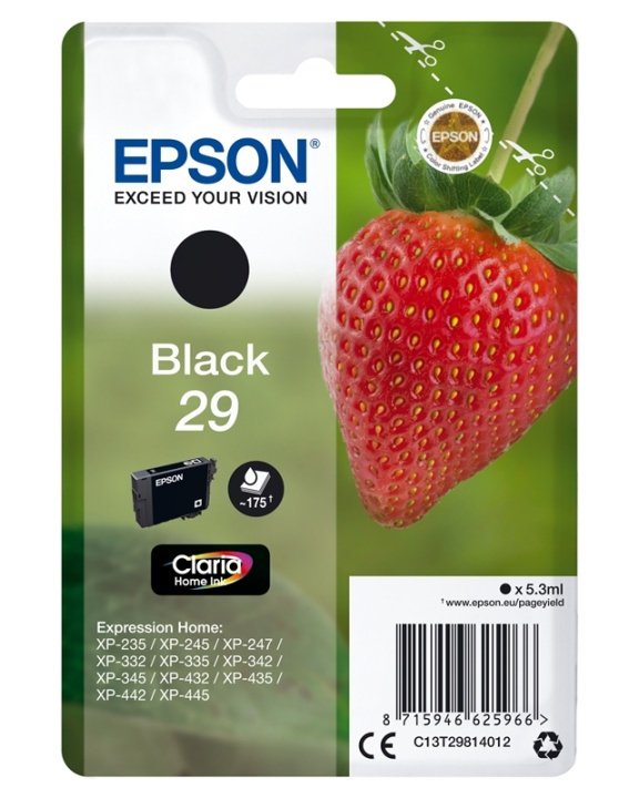 Epson Strawberry Singlepack Black 29 Claria Home Ink i gruppen Datautstyr / Skrivere og tilbehør / Blekk og toner / Blekkpatroner / Epson hos TP E-commerce Nordic AB (A14087)