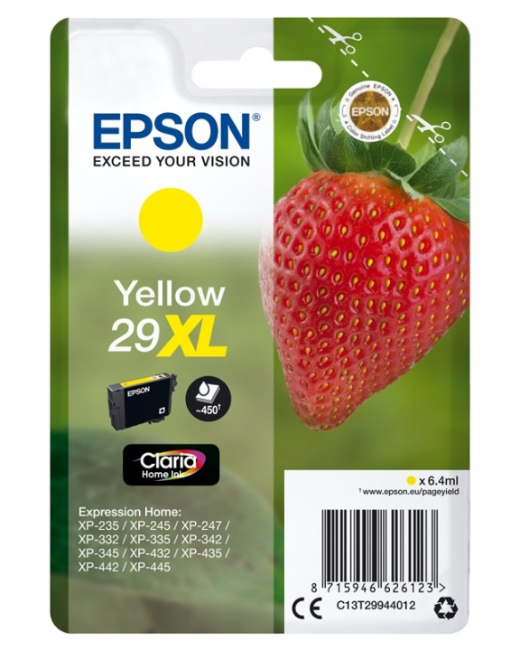 Epson Strawberry Singlepack Yellow 29XL Claria Home Ink i gruppen Datautstyr / Skrivere og tilbehør / Blekk og toner / Blekkpatroner / Epson hos TP E-commerce Nordic AB (A14089)