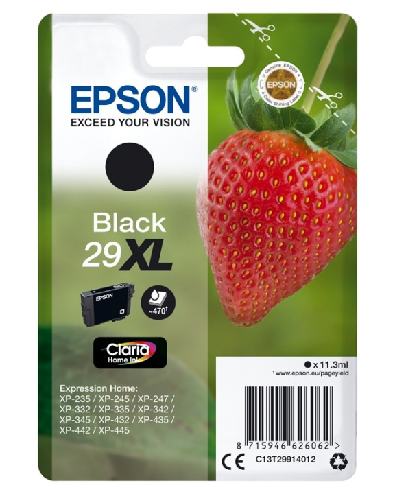 Epson Strawberry Singlepack Black 29XL Claria Home Ink i gruppen Datautstyr / Skrivere og tilbehør / Blekk og toner / Blekkpatroner / Epson hos TP E-commerce Nordic AB (A14092)