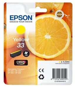 Epson Oranges C13T33444010 bläckpatroner 1 styck Original Gul i gruppen Datautstyr / Skrivere og tilbehør / Blekk og toner / Blekkpatroner / Epson hos TP E-commerce Nordic AB (A14095)