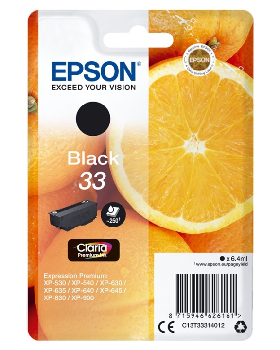 Epson Oranges Singlepack Black 33 Claria Premium Ink i gruppen Datautstyr / Skrivere og tilbehør / Blekk og toner / Blekkpatroner / Epson hos TP E-commerce Nordic AB (A14098)