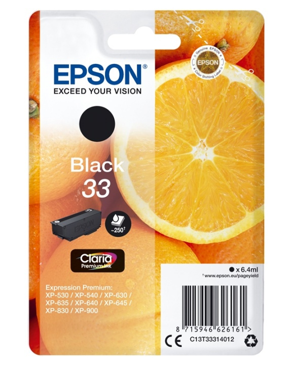 Epson Appelsiner Singlepack Black 33 Claria Premium Ink i gruppen Datautstyr / Skrivere og tilbehør / Blekk og toner / Blekkpatroner / Epson hos TP E-commerce Nordic AB (A14098)