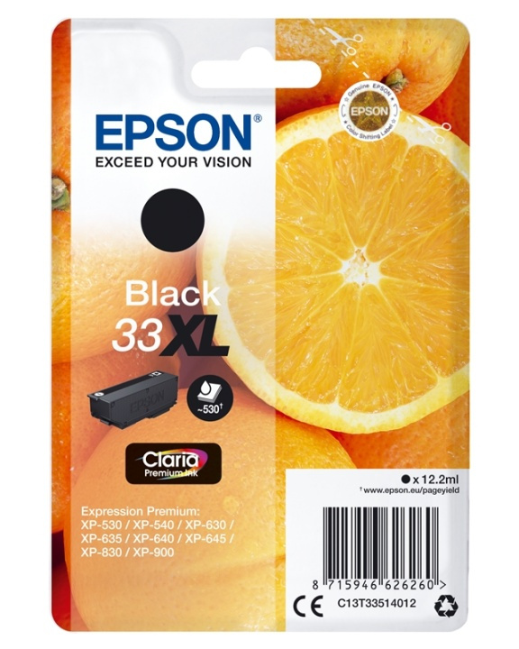 Epson Oranges Singlepack Black 33XL Claria Premium Ink i gruppen Datautstyr / Skrivere og tilbehør / Blekk og toner / Blekkpatroner / Epson hos TP E-commerce Nordic AB (A14104)