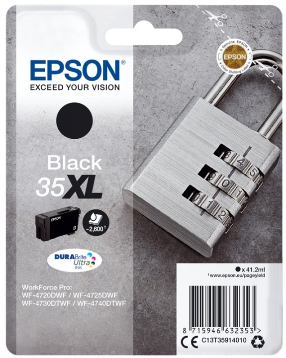 Epson Padlock Singlepack Black 35XL DURABrite Ultra Ink i gruppen Datautstyr / Skrivere og tilbehør / Blekk og toner / Blekkpatroner / Epson hos TP E-commerce Nordic AB (A14111)