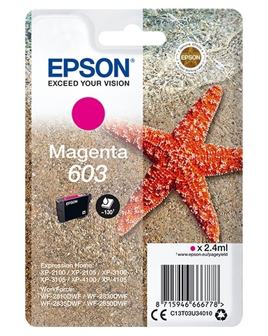 Epson Singlepack Magenta 603 Ink i gruppen Datautstyr / Skrivere og tilbehør / Blekk og toner / Blekkpatroner / Epson hos TP E-commerce Nordic AB (A14120)
