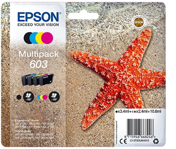 Epson Multipack 4-colours 603 Ink i gruppen Datautstyr / Skrivere og tilbehør / Blekk og toner / Blekkpatroner / Epson hos TP E-commerce Nordic AB (A14122)