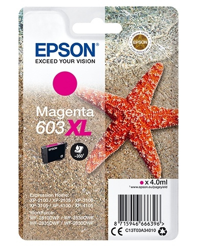 Epson Singlepack Magenta 603XL Ink i gruppen Datautstyr / Skrivere og tilbehør / Blekk og toner / Blekkpatroner / Epson hos TP E-commerce Nordic AB (A14126)