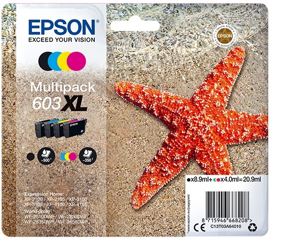 Epson Multipack 4-fargers blekk 603XL i gruppen Datautstyr / Skrivere og tilbehør / Blekk og toner / Blekkpatroner / Epson hos TP E-commerce Nordic AB (A14127)