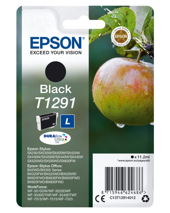 Epson Apple Single Pack svart T1291 DURABrite Ultra-blekk i gruppen Datautstyr / Skrivere og tilbehør / Blekk og toner / Blekkpatroner / Epson hos TP E-commerce Nordic AB (A14136)