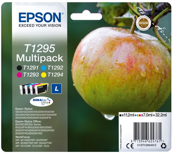 Epson Apple Multipack 4 farger T1295 DURABrite Ultra-blekk i gruppen Datautstyr / Skrivere og tilbehør / Blekk og toner / Blekkpatroner / Epson hos TP E-commerce Nordic AB (A14137)